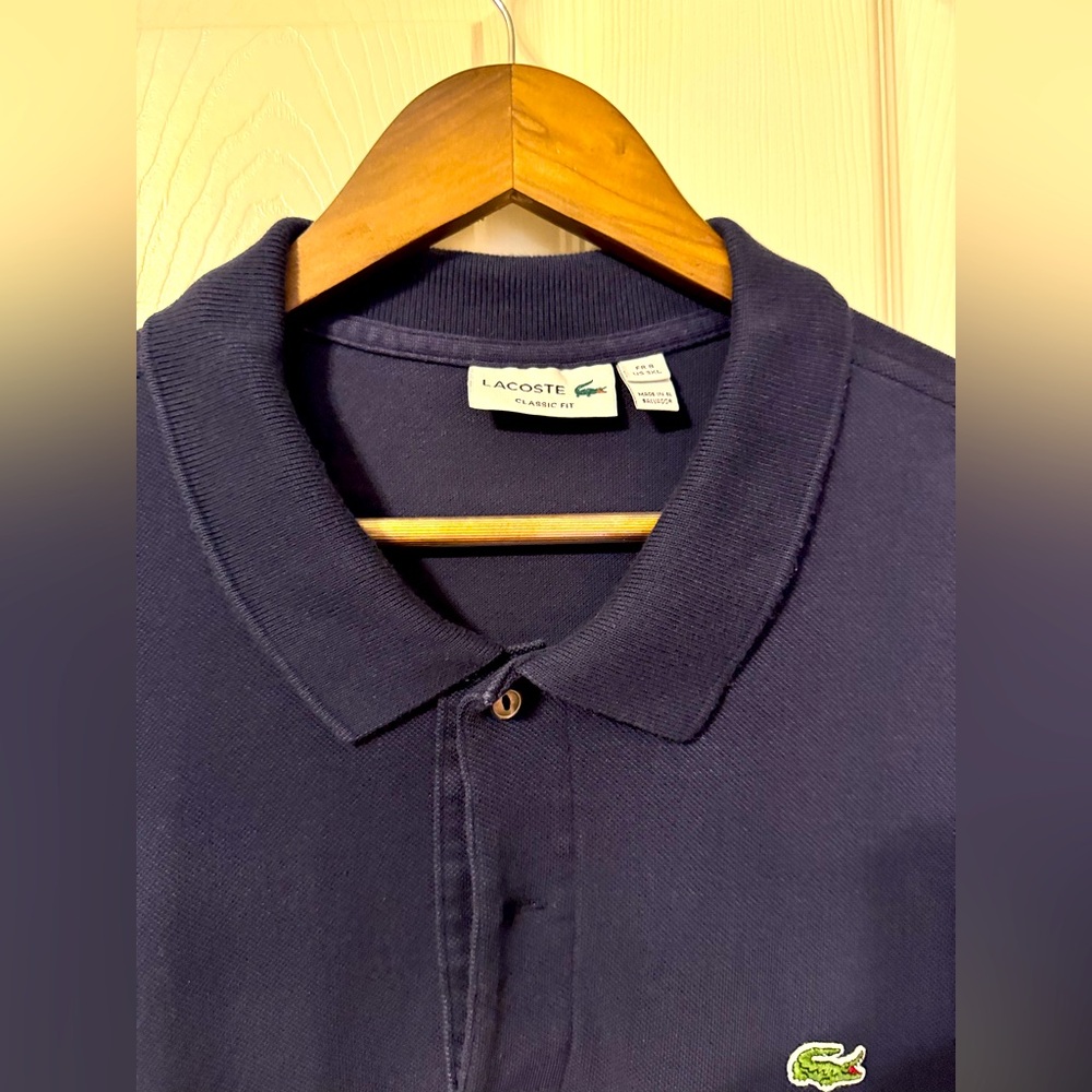 Lacoste Classic Fit L.12.12 Original Piqué Polo, Navy Blue, XXXL, EUC